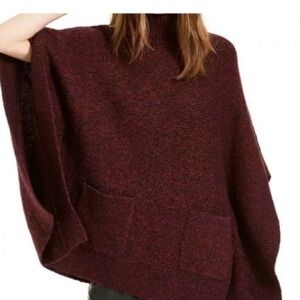 Michael Kors Burgundy Turtleneck Sweater Poncho